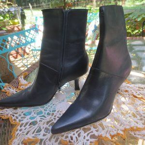 Navy blue leather boots